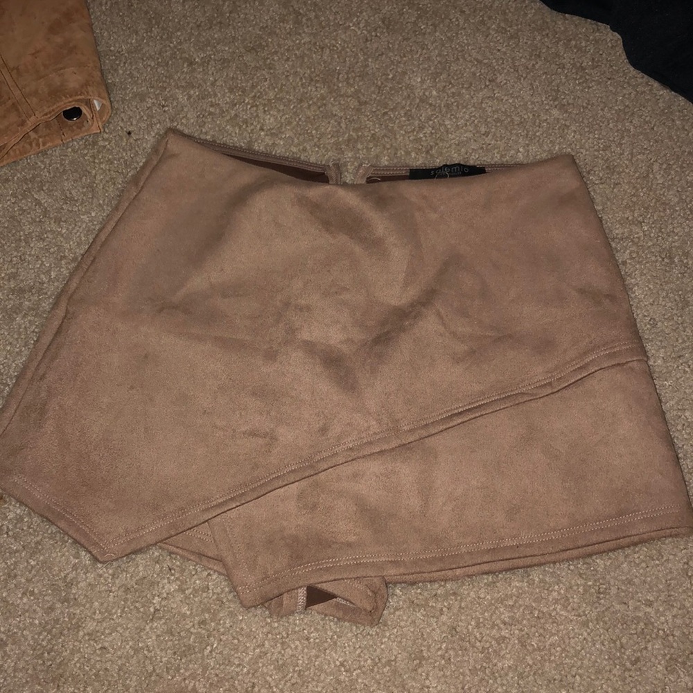 tan suede skort